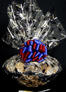 Super Basket - Graduation Cap Cellophane - Red & Blue Bow - 60 Cookies and Brownies