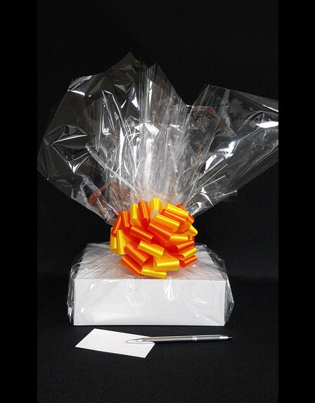 Medium Box - Clear Cellophane - Orange & Yellow Bow - 18 Cookies and Brownies