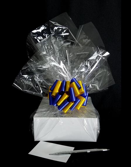 Small Box - Clear Cellophane - Blue & Yellow Bow - 12 Cookies and Brownies