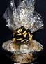 Super Basket - Gold Swirl Cellophane - Black & Gold Bow - 60 Cookies and Brownies