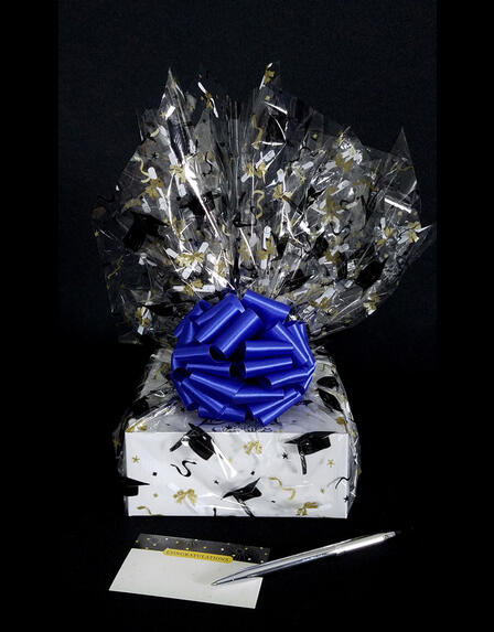 Small Box - Graduation Cap Cellophane - Blue Bow - 12 Cookies and Brownies