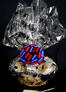 Large Basket - Graduation Cap Cellophane - Blue & Red Bow - 36 Cookies and Brownies