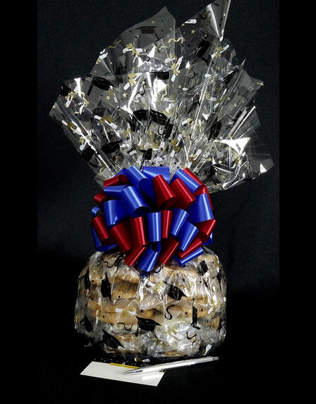 Super Cellophane - Graduation Cap Cellophane - Red & Blue Bow - 42 Cookies and Brownies