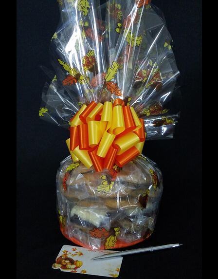 Medium Cellophane - Fall Leaves Cellophane - Orange & Yellow Bow - 24 Cookies and Brownies