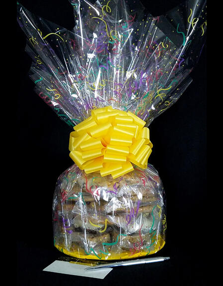 Large Cellophane - Confetti Cellophane - Yellow Bow - 30 Cookies and Brownies