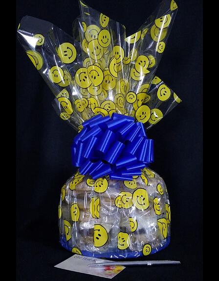 Large Cellophane - Smiley Cellophane - Blue Bow - 30 Cookies and Brownies