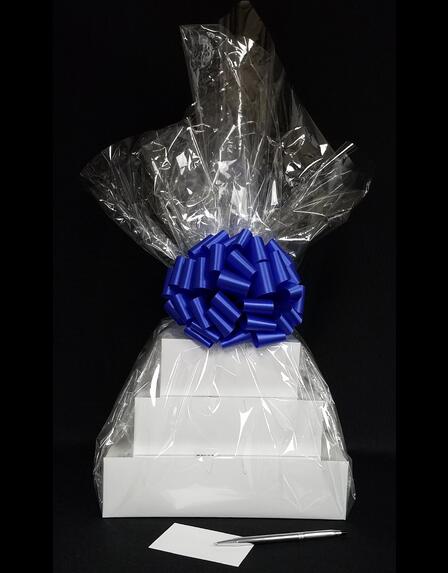 Super Tower - Clear Cellophane - Blue Bow - 72 Cookies and Brownies