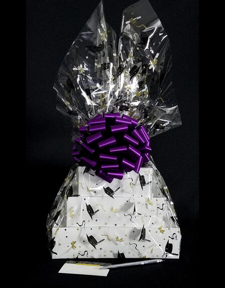 Super Tower - Graduation Cap Cellophane - Purple Bow - 72 Cookies and Brownies