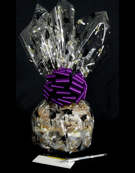 Medium Cellophane - Graduation Cap Cellophane - Purple Bow - 24 Cookies and Brownies