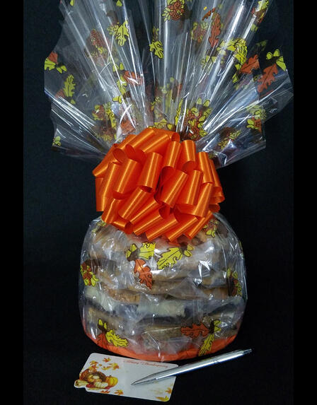 Large Cellophane - Fall Leaves Cellophane - Orange Bow - 30 Cookies and Brownies