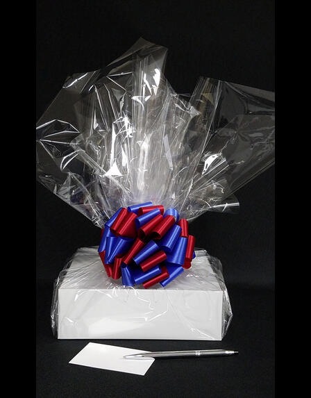 Medium Box - Clear Cellophane - Red & Blue Bow - 18 Cookies and Brownies