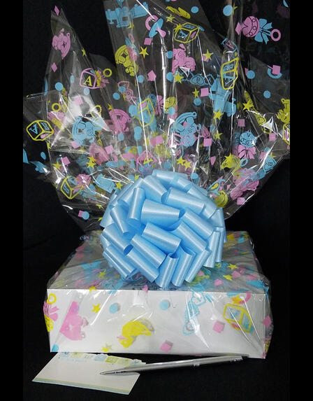 Medium Box - Baby Cellophane - Baby Blue Bow - 18 Cookies and Brownies