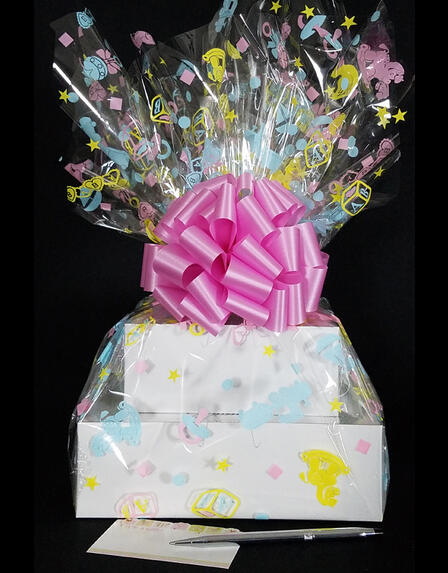 Large Tower - Baby Cellophane - Baby Pink Bow - 36 Cookies and Brownies