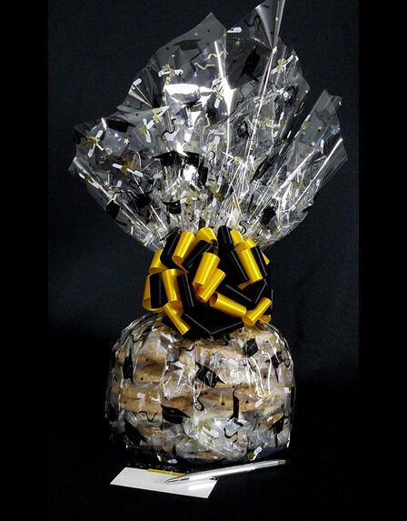 Super Cellophane - Graduation Cap Cellophane - Yellow & Black Bow - 42 Cookies and Brownies