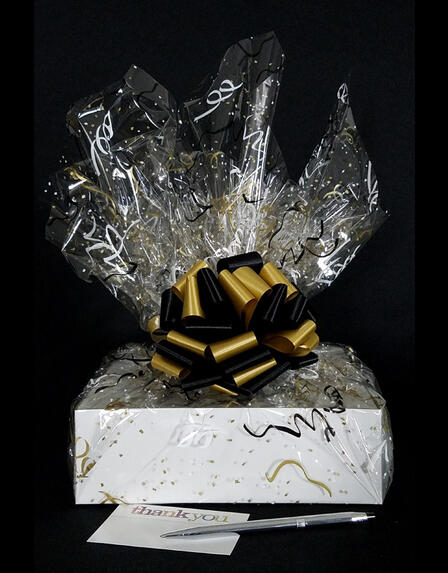 Large Box - Black & Gold Cellophane - Black & Gold Bow - 24 Cookies and Brownies