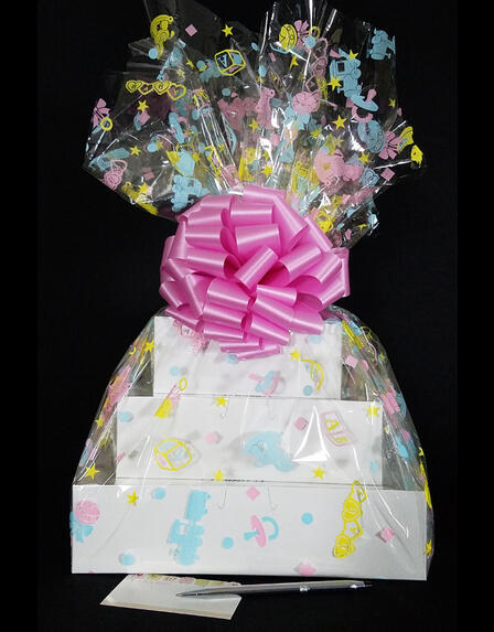 Super Tower - Baby Cellophane - Baby Pink Bow - 72 Cookies and Brownies