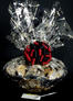 Super Basket - Graduation Cap Cellophane - Red & Black Bow - 60 Cookies and Brownies