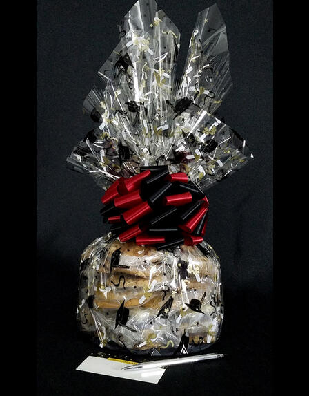 Large Cellophane - Graduation Cap Cellophane - Red & Black Bow - 30 Cookies and Brownies