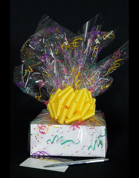 Small Box - Confetti Cellophane - Yellow Bow - 12 Cookies and Brownies