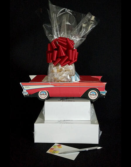Large Tower - Red Classic Car - Clear Cellophane - Red Bow