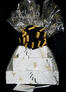 Super Tower - Black & Gold Confetti Cellophane - Black & Gold Bow - 72 Cookies and Brownies