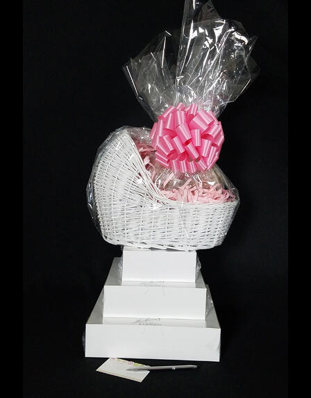 Baby Bassinet - Super Tower - Baby Pink Bow - 96 Cookies and Brownies