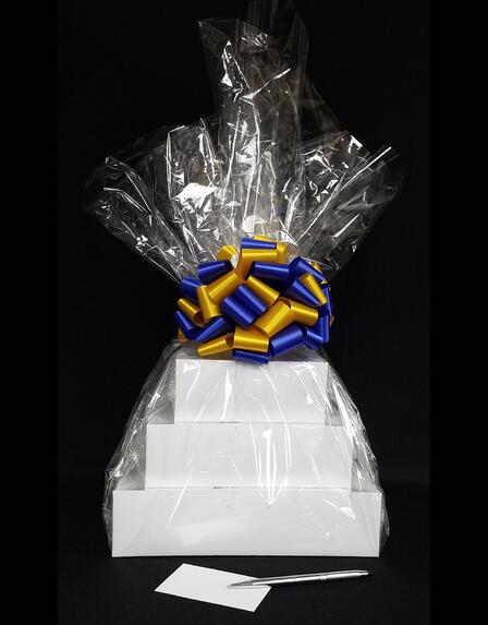 Super Tower - Clear Cellophane - Blue & Yellow Bow - 72 Cookies and Brownies