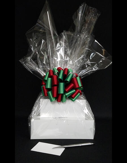 Large Tower - Clear Cellophane - Red & Green Bow - 36 Cookies and Brownies
