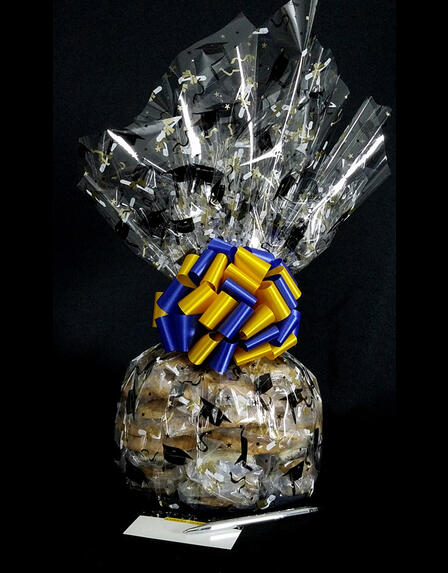 Super Cellophane - Graduation Cap Cellophane - Blue & Yellow Bow - 42 Cookies and Brownies