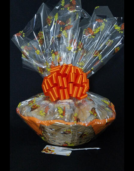 Super Basket - Fall Leaves Cellophane - Orange Bow - 60 Cookies and Brownies