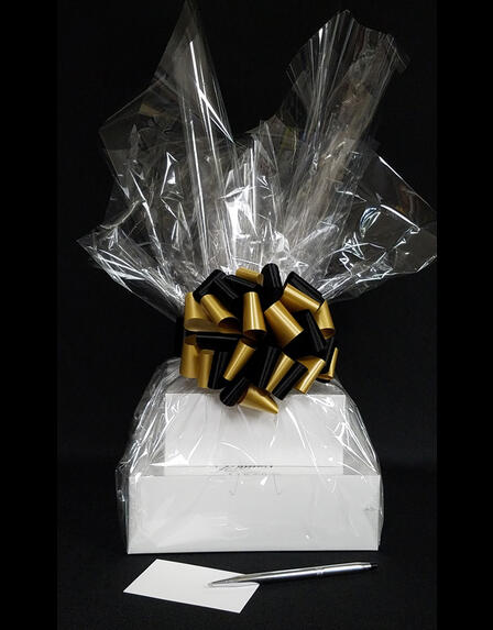 Large Tower - Clear Cellophane - Black & Gold Bow - 36 Cookies and Brownies