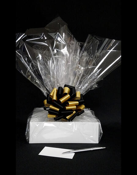 Large Box - Clear Cellophane - Black & Gold Bow - 24 Cookies and Brownies