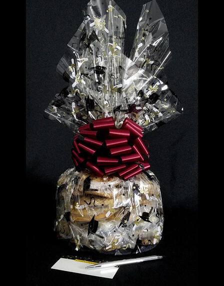 Large Cellophane - Graduation Cap Cellophane - Marroon Bow - 30 Cookies and Brownies