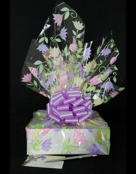 Large Box - Lily Cellophane - Lavender Bow - 24 Cookies and Brownies