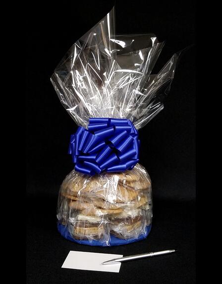 Large Cellophane - Clear Cellophane - Blue Bow - 30 Cookies and Brownies