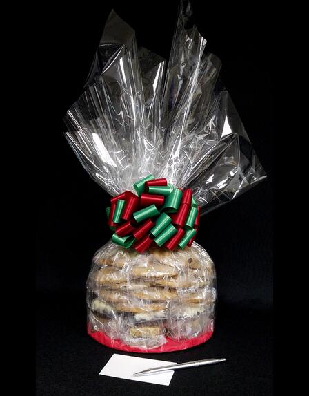Super Cellophane - Clear Cellophane - Red & Green Bow - 42 Cookies and Brownies