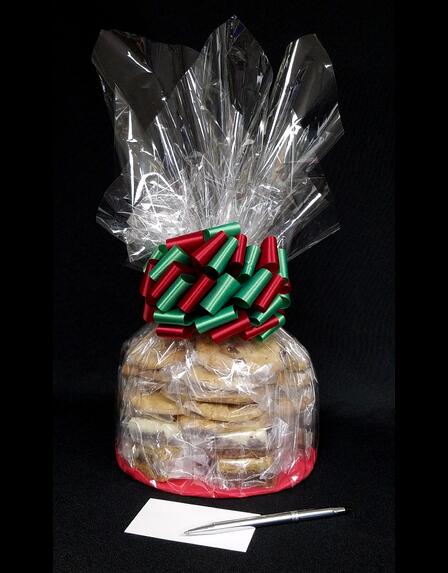 Large Cellophane - Clear Cellophane - Red & Green Bow - 30 Cookies and Brownies