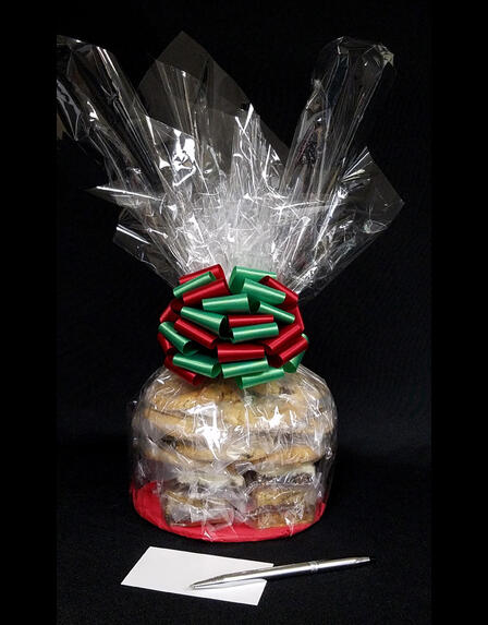 Medium Cellophane - Clear Cellophane - Red & Green Bow - 24 Cookies and Brownies