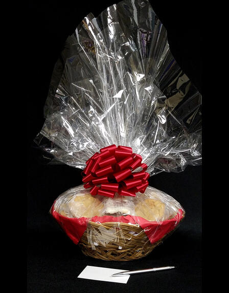 Large Basket - Clear Cellophane - Red Bow - 36 Cookies and Brownies