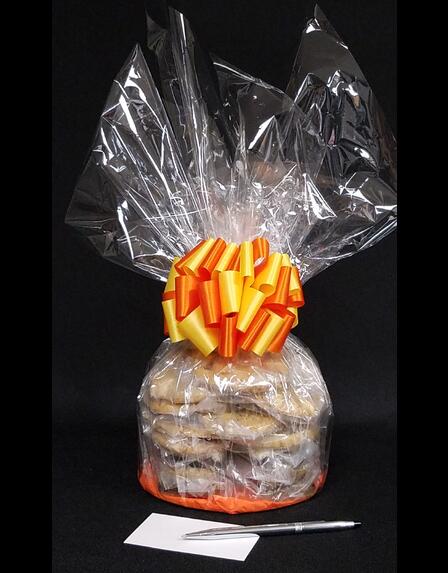 Large Cellophane - Clear Cellophane - Orange & Yellow Bow - 30 Cookies and Brownies