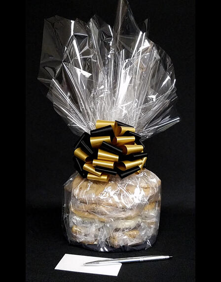 Medium Cellophane - Clear Cellophane - Black & Gold Bow - 24 Cookies and Brownies