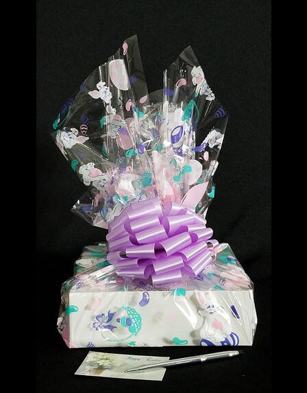 Large Box - Bunny Cellophane - Lavender Bow - 24 Cookies and Brownies