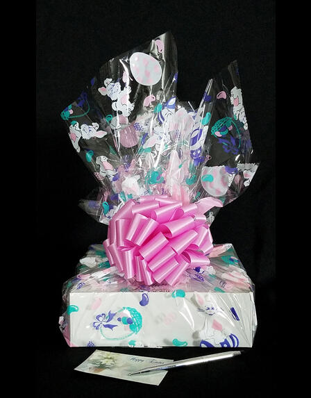 Large Box - Bunny Cellophane - Pink Bow - 24 Cookies and Brownies