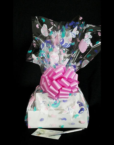 Large Tower - Bunny Cellophane - Pink Bow - 36 Cookies and Brownies