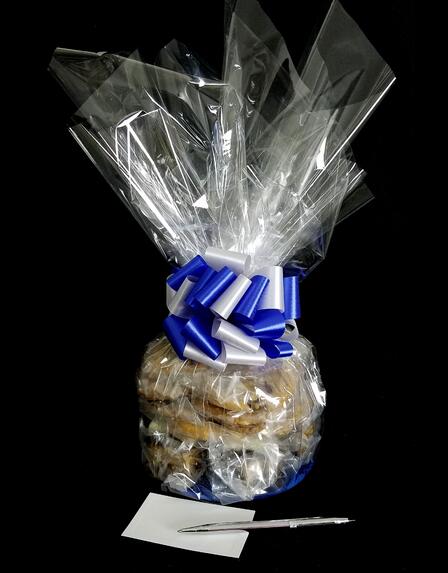 Medium Cellophane - Clear Cellophane - Blue & Silver Bow - 24 Cookies and Brownies