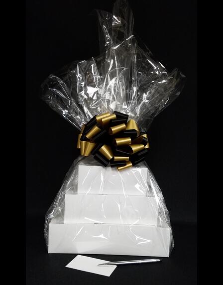 Super Tower - Clear Cellophane - Black & Gold Bow - 72 Cookies and Brownies