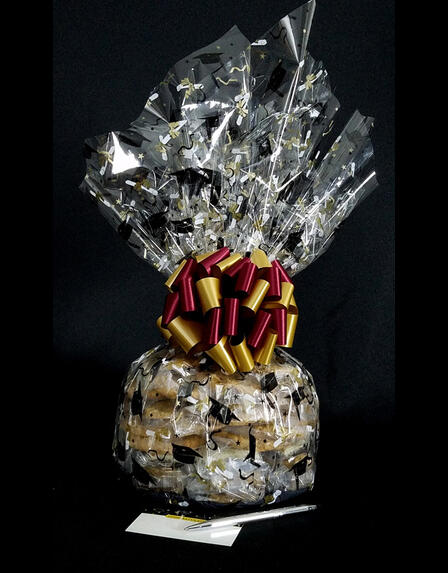 Super Cellophane - Graduation Cap Cellophane - Garnet & Gold Bow - 42 Cookies and Brownies