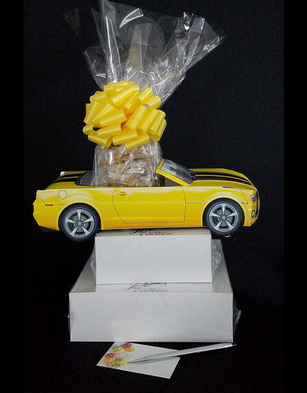Yellow Modern Car - Large Tower - 48 Cookies and Brownies