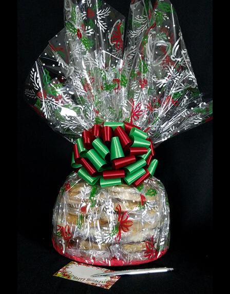 Super Cellophane - Holly & Berries Cellophane - Red & Green Bow - 42 Cookies and Brownies