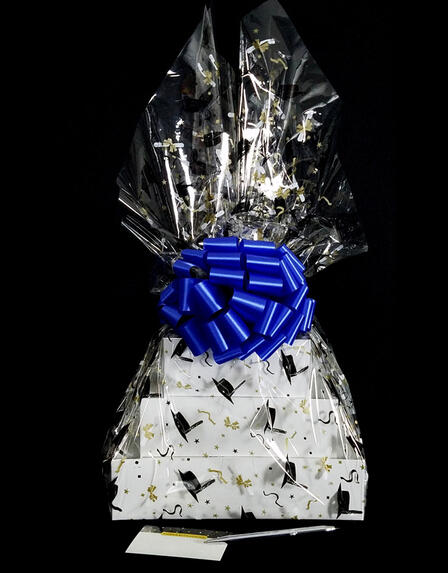Super Tower - Graduation Cap Cellophane - Blue Bow - 72 Cookies and Brownies